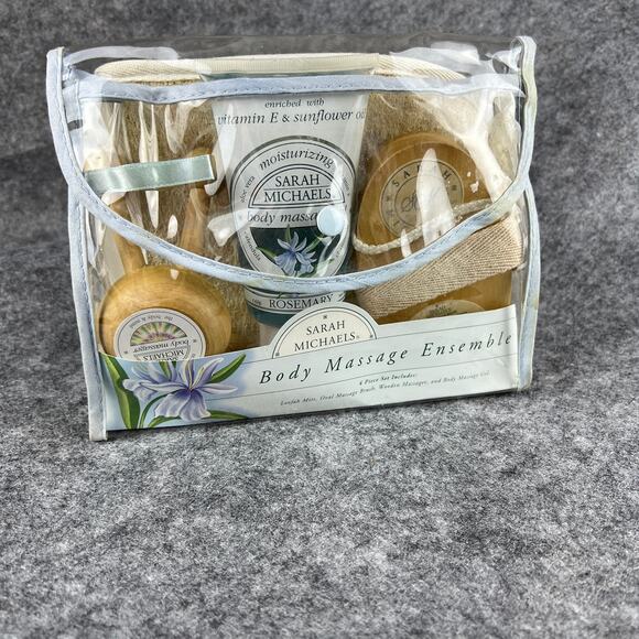Vintage Sarah Michaels Rosemary Body‎ Wash Sponge Massage Ensemble Gift Set - Picture 1 of 6